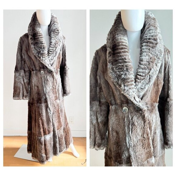 Vintage Sheared Rabbit Eastern Eastern European Tzar Fit and Flare Maxi Coat L - Picture 1 of 10